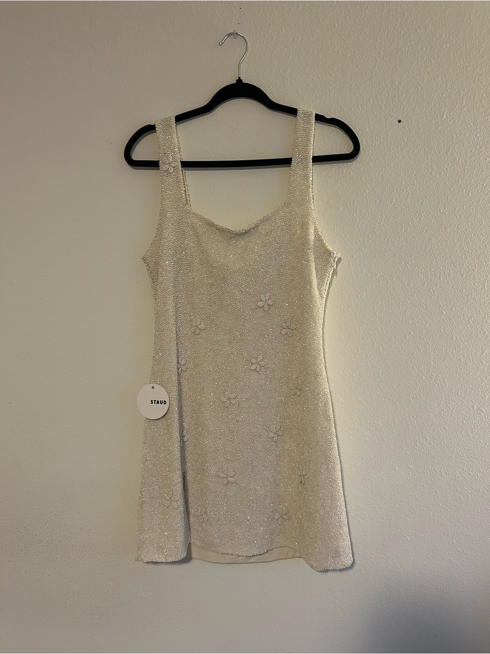 STAUD Cream Le Sable Beaded Mini Dress - Picture 11 of 11